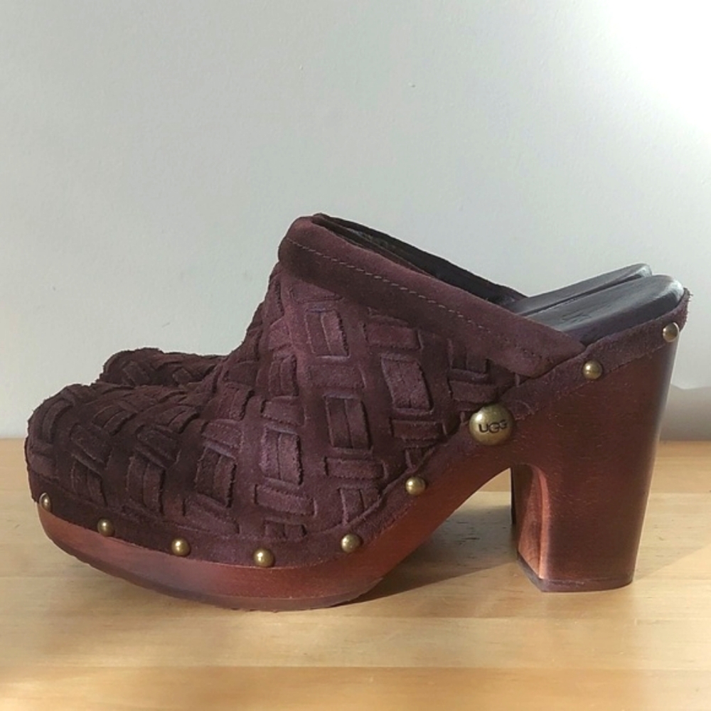 UGG woven brown suede clogs